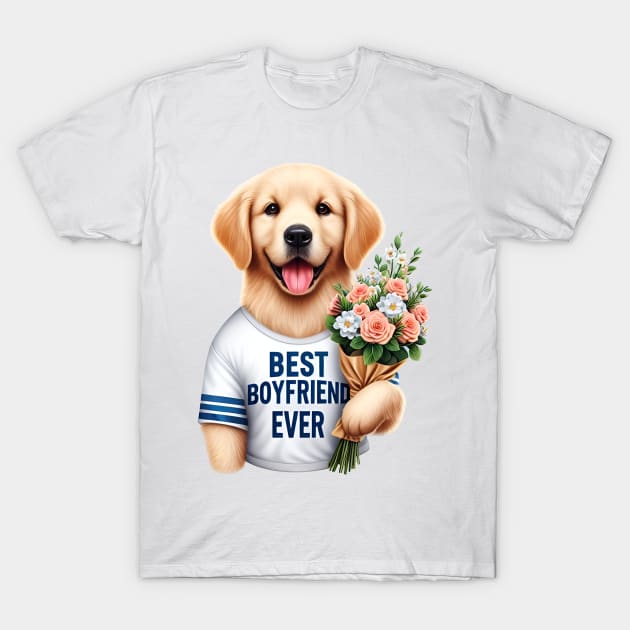 Golden Retriever Best Boyfriend Ever T-Shirt by PrintWizardArt